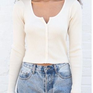 Brandy Melville zelly ribbed long sleeve (white)